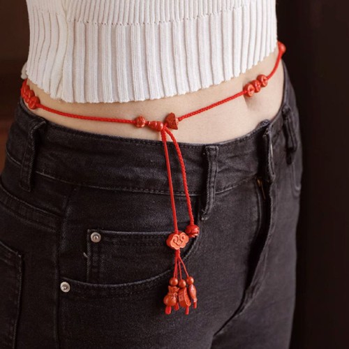 Natural Cinnabar Calm Blessing Belly Chain Natural Cinnabar Calm Blessing Belly Chain