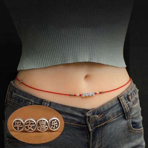 999 Silver Blessing Red String Belly Chain 999 Silver Blessing Red String Belly Chain