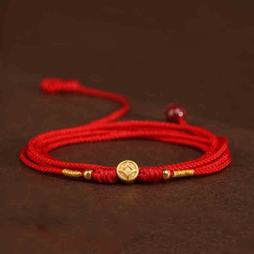 Buddha Stone 999 Gold Red String Belly Chain