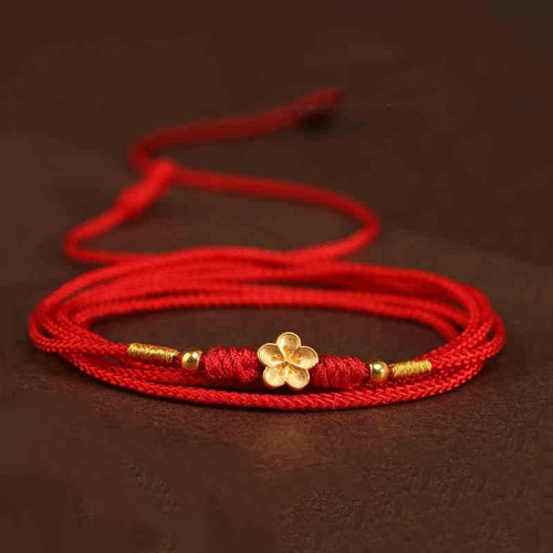 Buddha Stone 999 Gold Red String Belly Chain
