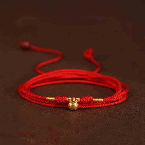 Buddha Stone 999 Gold Red String Belly Chain
