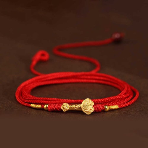 Buddha Stone 999 Gold Red String Belly Chain