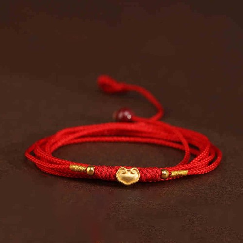 Buddha Stone 999 Gold Red String Belly Chain