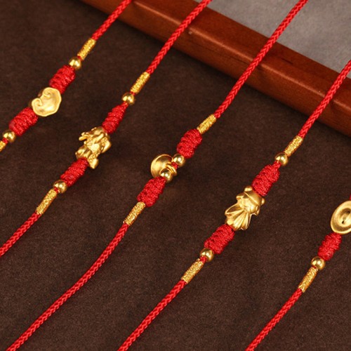 Buddha Stone 999 Gold Red String Belly Chain