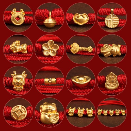 Buddha Stone 999 Gold Red String Belly Chain