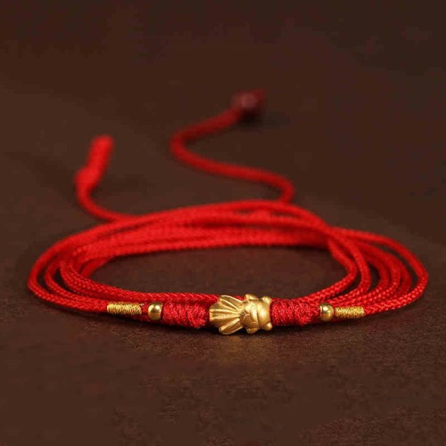 Buddha Stone 999 Gold Red String Belly Chain