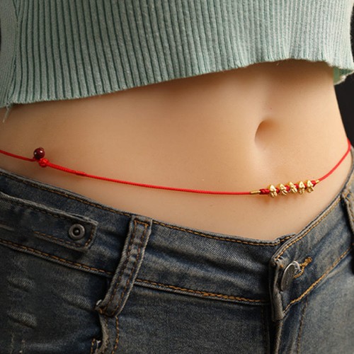 999 Gold Ingot Ruyi Gourd Snake Blessing Belly Chain 999 Gold Ingot Ruyi Gourd Snake Blessing Belly Chain