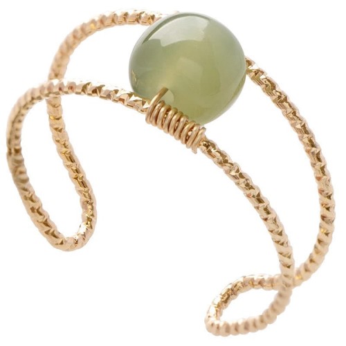Round Jade Pearl Double Layer Luck Ring