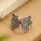 925 Sterling Silver Red Agate Butterfly Ring Set 925 Sterling Silver Red Agate Butterfly Ring Set