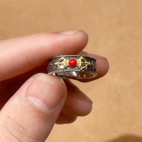 Tibetan Om Mani Padme Hum Red Agate Wisdom Ring Tibetan Om Mani Padme Hum Red Agate Wisdom Ring