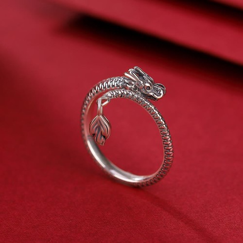 925 Sterling Silver Year of the Dragon Adjustable Ring 925 Sterling Silver Year of the Dragon Adjustable Ring