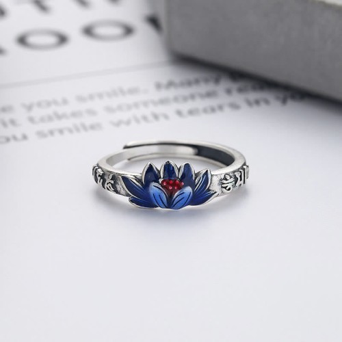 925 Sterling Silver Om Mani Padme Hum Lotus Ring 925 Sterling Silver Om Mani Padme Hum Lotus Ring