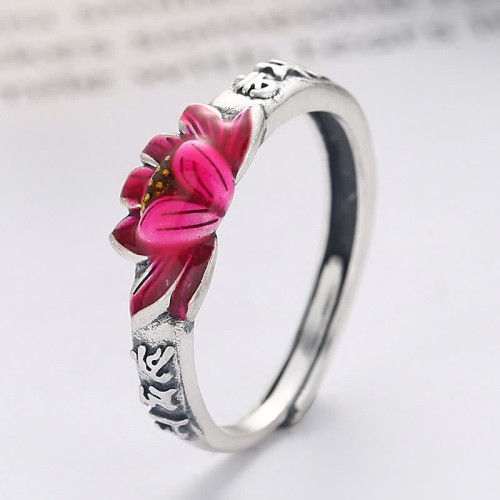 925 Sterling Silver Om Mani Padme Hum Lotus Ring 925 Sterling Silver Om Mani Padme Hum Lotus Ring
