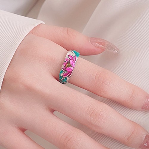 925 Silver Lotus Heart Sutra Enlightenment Ring 925 Silver Lotus Heart Sutra Enlightenment Ring