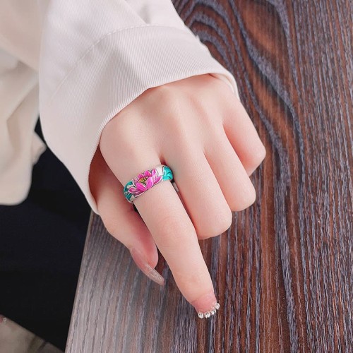 925 Silver Lotus Heart Sutra Enlightenment Ring 925 Silver Lotus Heart Sutra Enlightenment Ring