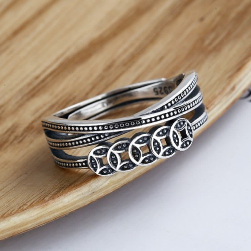 925 Silver Copper Coins Wealth Ring 925 Silver Copper Coins Wealth Ring