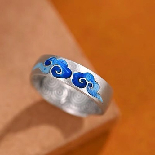 Blue Auspicious Clouds Wealth Copper Adjustable Ring Blue Auspicious Clouds Wealth Copper Adjustable Ring