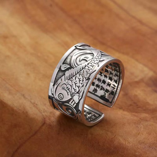 Koi Fish Heart Sutra Luck Wealth Ring Koi Fish Heart Sutra Luck Wealth Ring