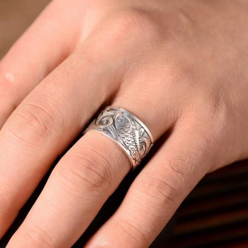 Koi Fish Heart Sutra Luck Wealth Ring Koi Fish Heart Sutra Luck Wealth Ring