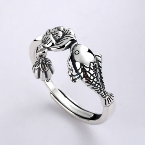 925 Silver Koi Lotus Success Ring