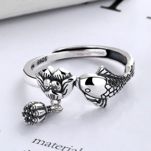 925 Silver Koi Lotus Success Ring