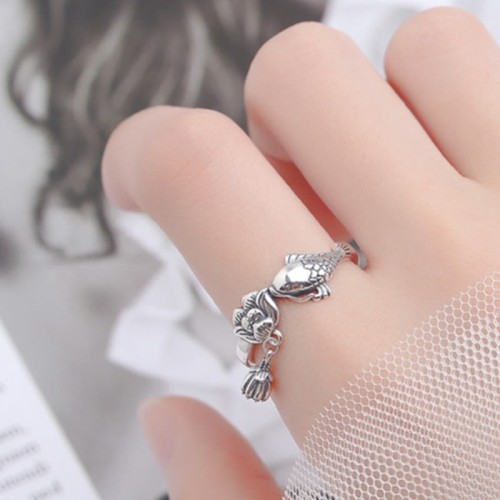 925 Silver Koi Lotus Success Ring