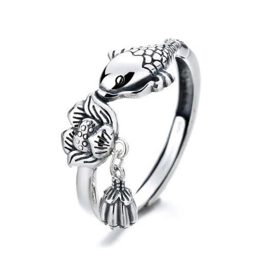925 Silver Koi Lotus Success Ring
