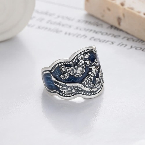 925 Silver Phoenix Peony Luck Ring 925 Silver Phoenix Peony Luck Ring