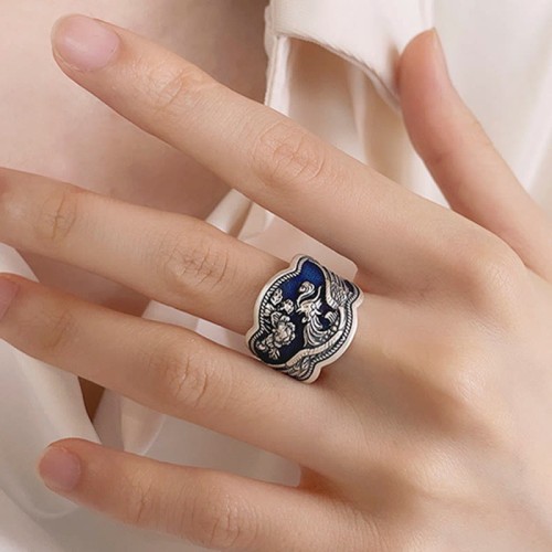 925 Silver Phoenix Peony Luck Ring 925 Silver Phoenix Peony Luck Ring