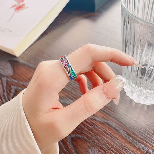 925 Sterling Silver Koi Fish Lotus Luck Ring 925 Sterling Silver Koi Fish Lotus Luck Ring