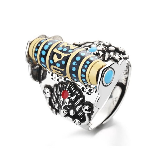 Tibetan Om Mani Padme Hum Peace Rotatable Ring