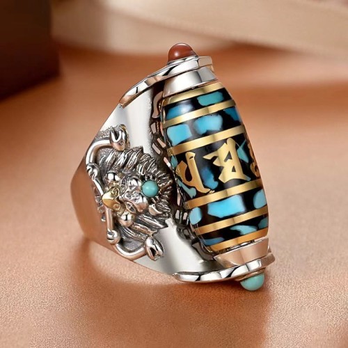 Tibetan Om Mani Padme Hum Peace Rotatable Ring