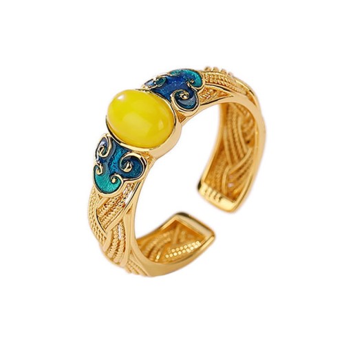 Amber Copper Auspicious Clouds Ring Amber Copper Auspicious Clouds Ring