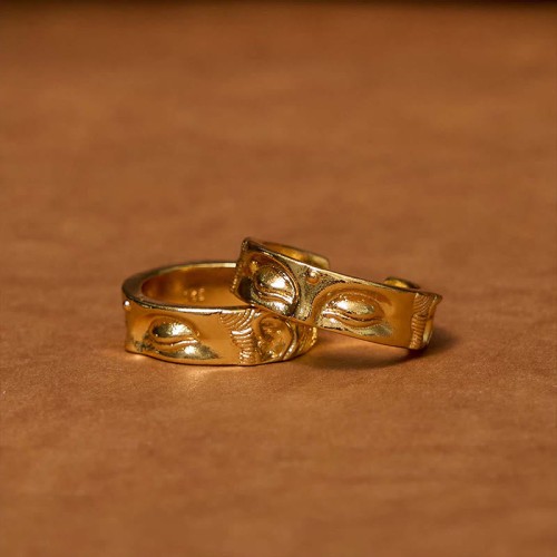 Golden Meditation Buddha Serenity Copper Ring