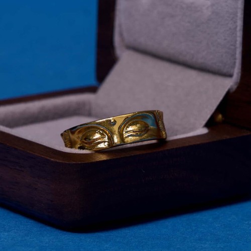 Golden Meditation Buddha Serenity Copper Ring
