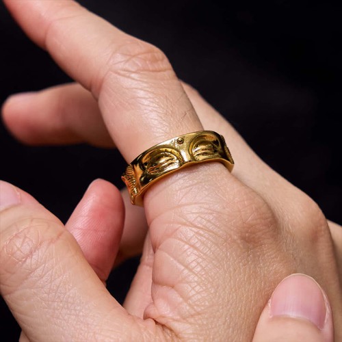 Golden Meditation Buddha Serenity Copper Ring