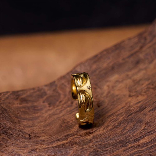 Golden Meditation Buddha Serenity Copper Ring