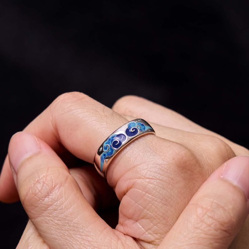 Blue Auspicious Clouds Wealth Copper Adjustable Ring Blue Auspicious Clouds Wealth Copper Adjustable Ring
