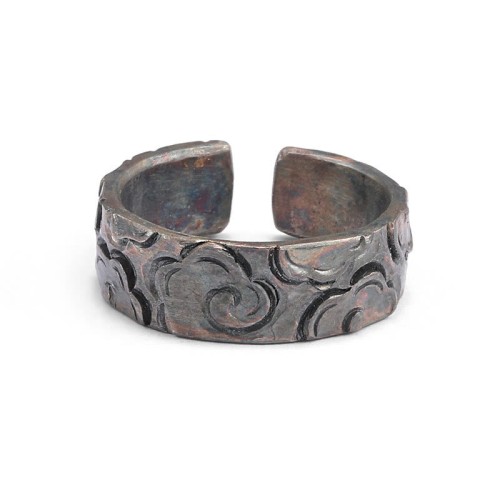 999 Silver Auspicious Clouds Protection Ring