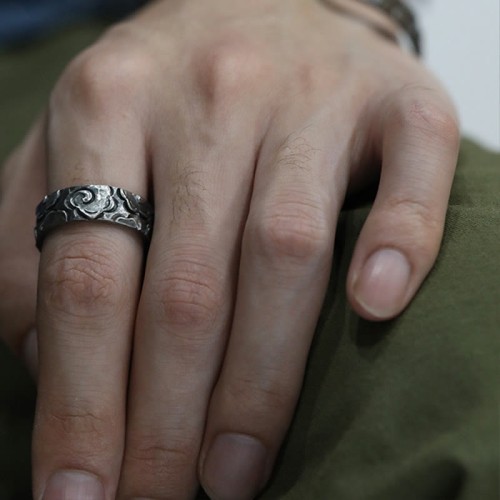 999 Silver Auspicious Clouds Protection Ring