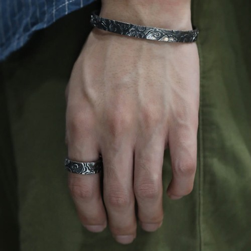 999 Silver Auspicious Clouds Protection Ring
