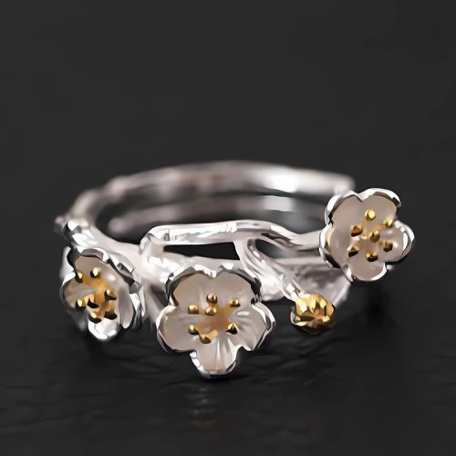 925 Silver Plum Blossom Calm Ring 925 Silver Plum Blossom Calm Ring