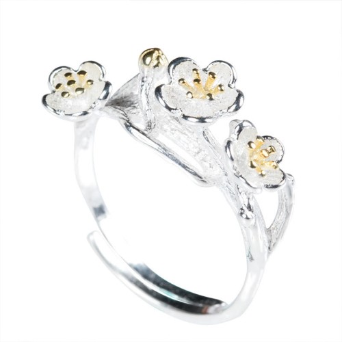 925 Silver Plum Blossom Calm Ring 925 Silver Plum Blossom Calm Ring