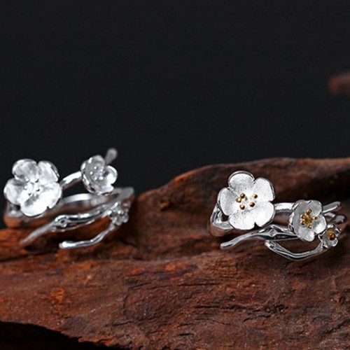 925 Silver Plum Blossom Balance Ring 925 Silver Plum Blossom Balance Ring