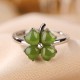 925 Silver Plated Gold Clover Hetian Jade Ring 925 Silver Plated Gold Clover Hetian Jade Ring