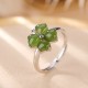 925 Silver Plated Gold Clover Hetian Jade Ring 925 Silver Plated Gold Clover Hetian Jade Ring