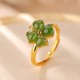 925 Silver Plated Gold Clover Hetian Jade Ring 925 Silver Plated Gold Clover Hetian Jade Ring