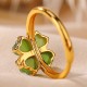 925 Silver Plated Gold Clover Hetian Jade Ring 925 Silver Plated Gold Clover Hetian Jade Ring