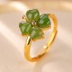 925 Silver Plated Gold Clover Hetian Jade Ring 925 Silver Plated Gold Clover Hetian Jade Ring