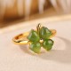 925 Silver Plated Gold Clover Hetian Jade Ring 925 Silver Plated Gold Clover Hetian Jade Ring